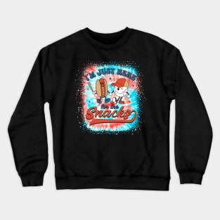 I'm Just Here For The Snacks Baseball 4th Of July Hot Dog Crewneck Sweatshirt